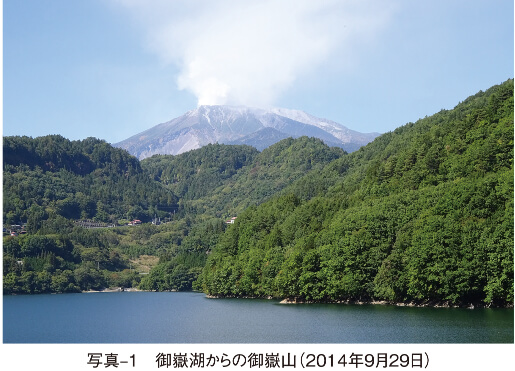 写真‒１　御嶽湖からの御嶽山（2014年9月29日）