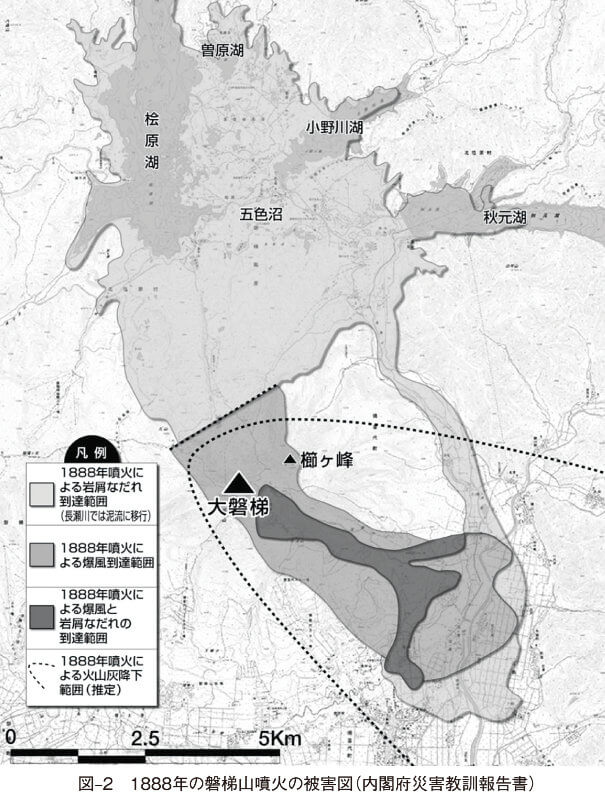 図‒2　1888年の磐梯山噴火の被害図（内閣府災害教訓報告書）