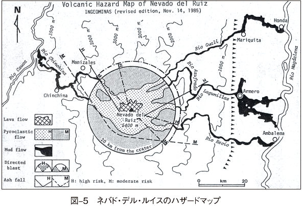 図‒5　ネバド・デル・ルイスのハザードマップ　